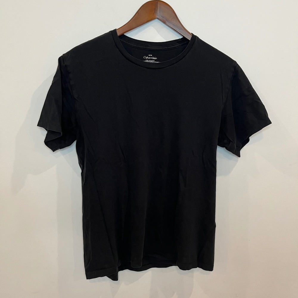 Calvin Klein Mens Black Cotton Crewneck Short Sleeve T-Shirt Size Medium